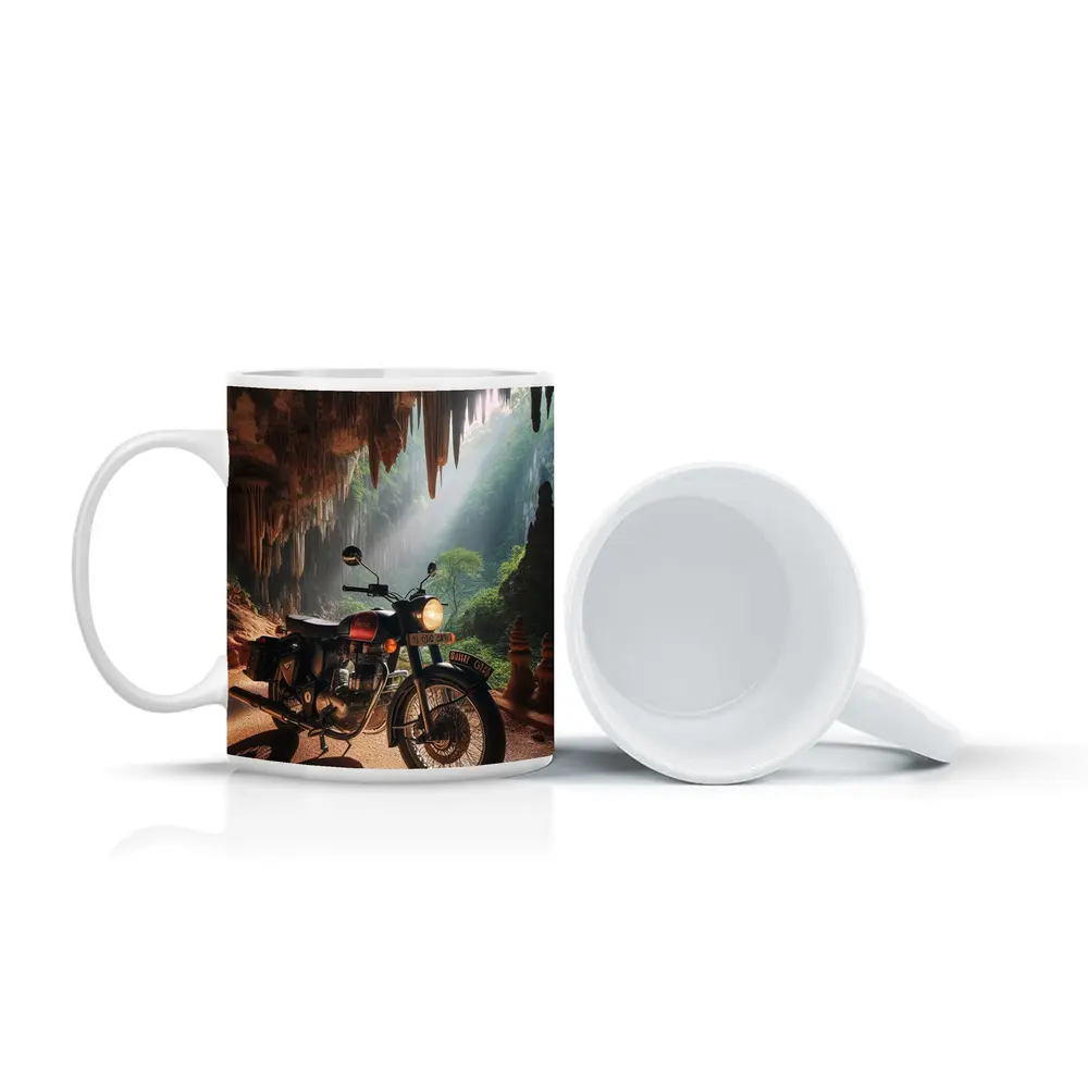 Royal Enfield Classic Inside Mystical Cave – Mugs
