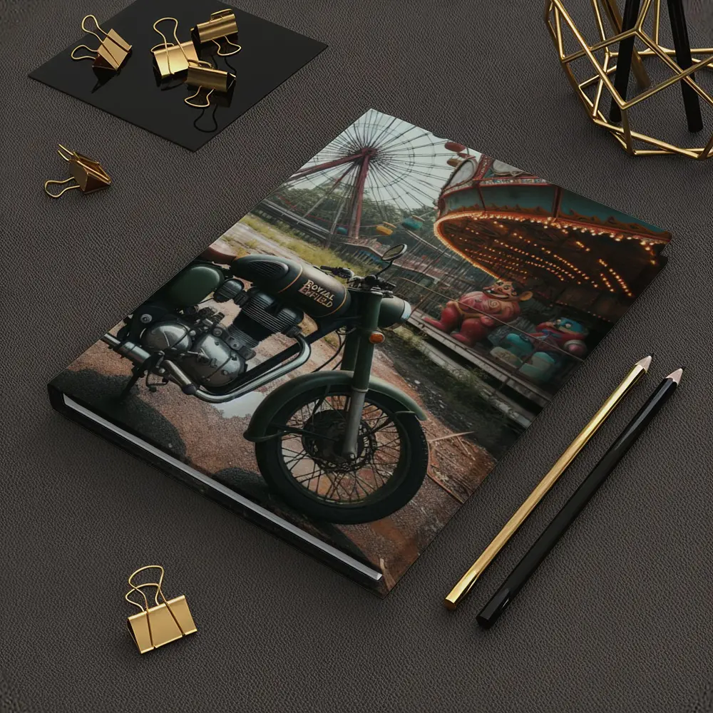 Royal Enfield Motorcycle Abandoned Amusement Park – Notebooks