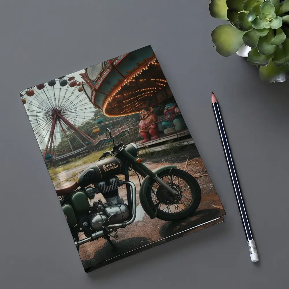 Royal Enfield Motorcycle Abandoned Amusement Park – Notebooks