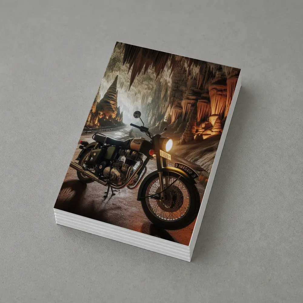 Royal Enfield Classic Motorcycle Inside Cave – Postcards