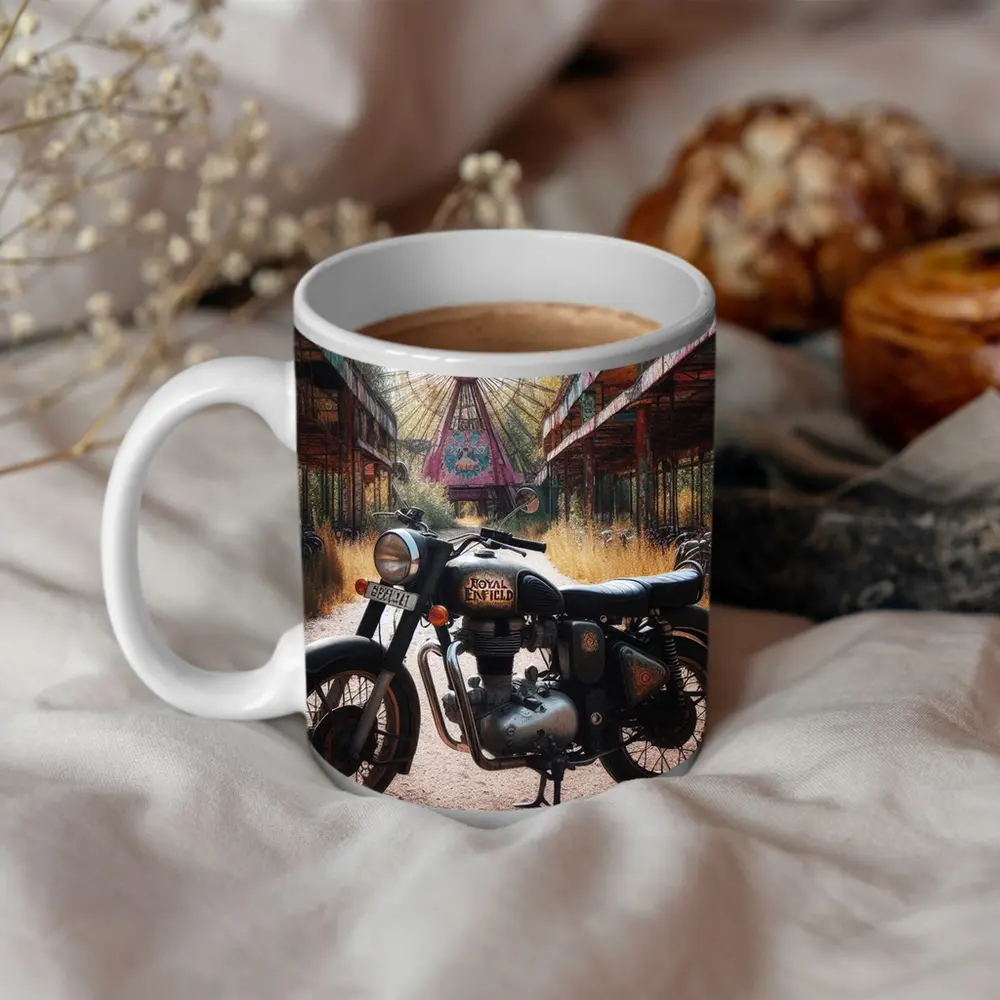 Royal Enfield Classic Abandoned Fairground Ferris Wheel – Mugs