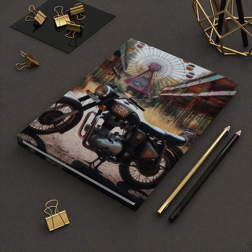 Royal Enfield Classic Abandoned Fairground Ferris Wheel – Notebooks