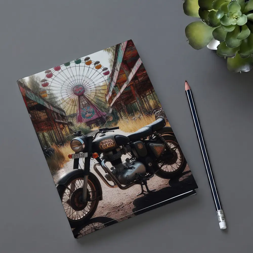 Royal Enfield Classic Abandoned Fairground Ferris Wheel – Notebooks