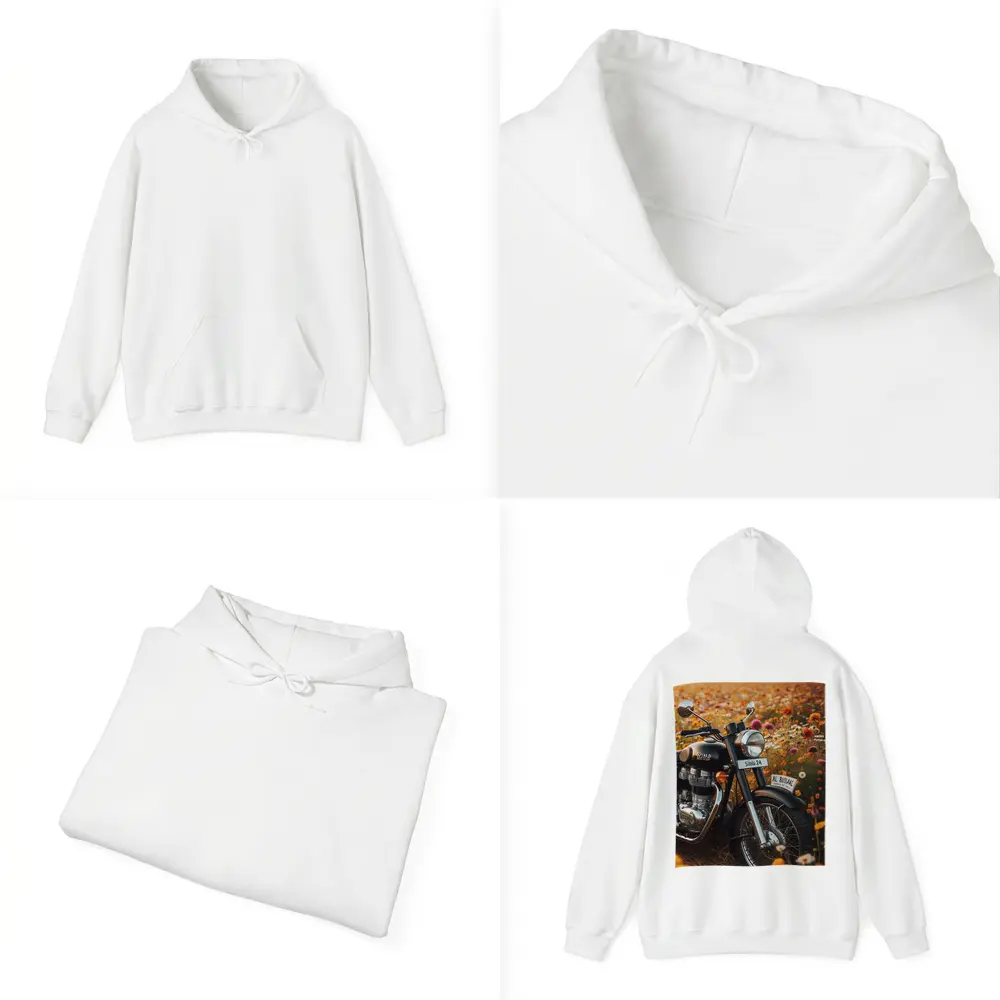 Royal Enfield Classic Motorcycle Wildflower Field – Hoodies