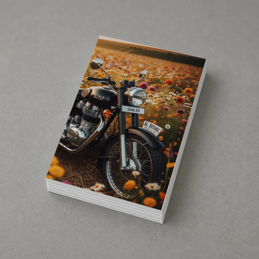 Royal Enfield Classic Motorcycle Wildflower Field – Postcards