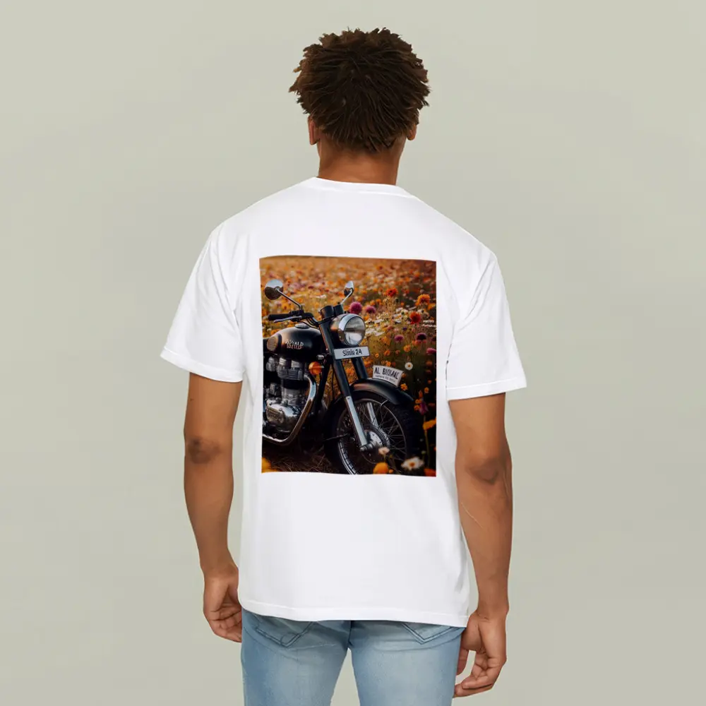 Royal Enfield Classic Motorcycle Wildflower Field – T-Shirts