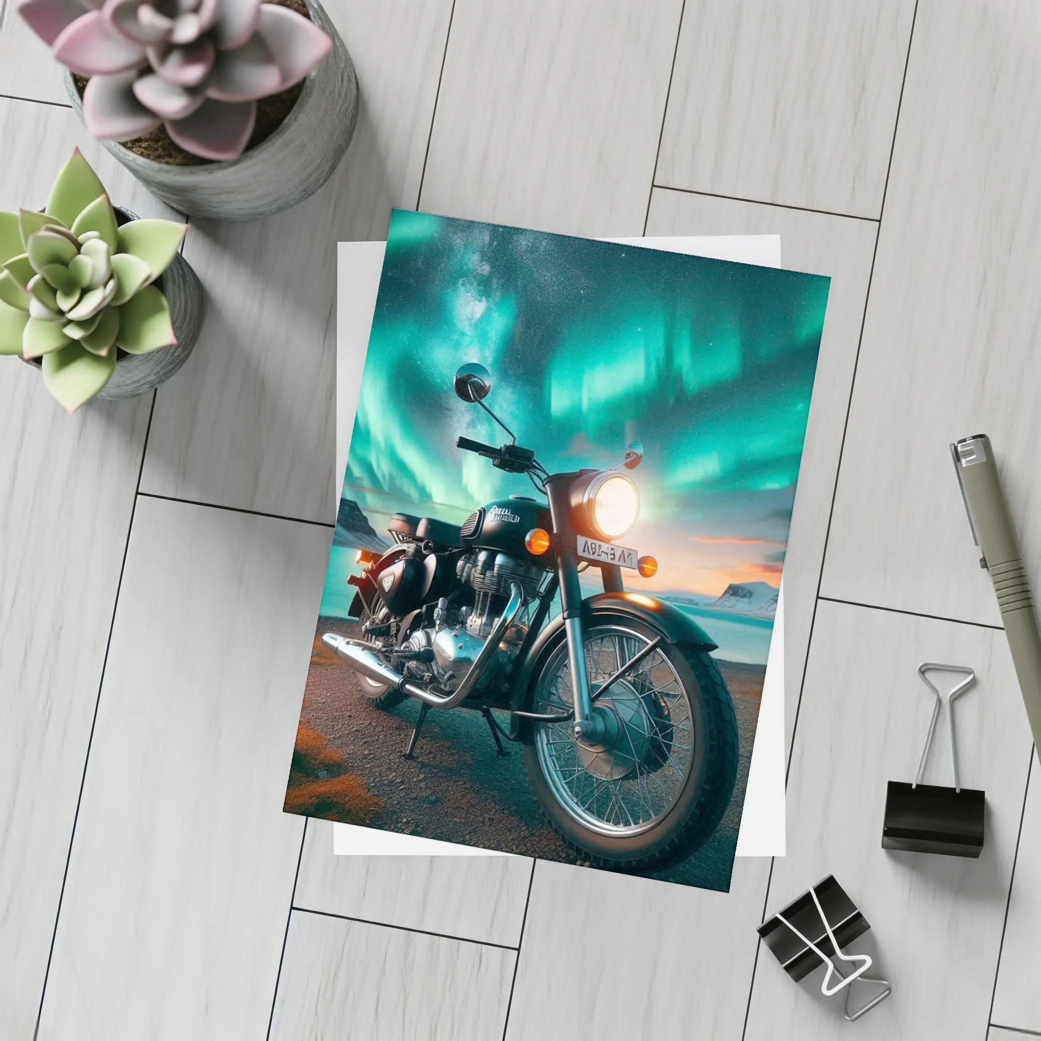 Royal Enfield Classic Northern Lights Night – Postcards