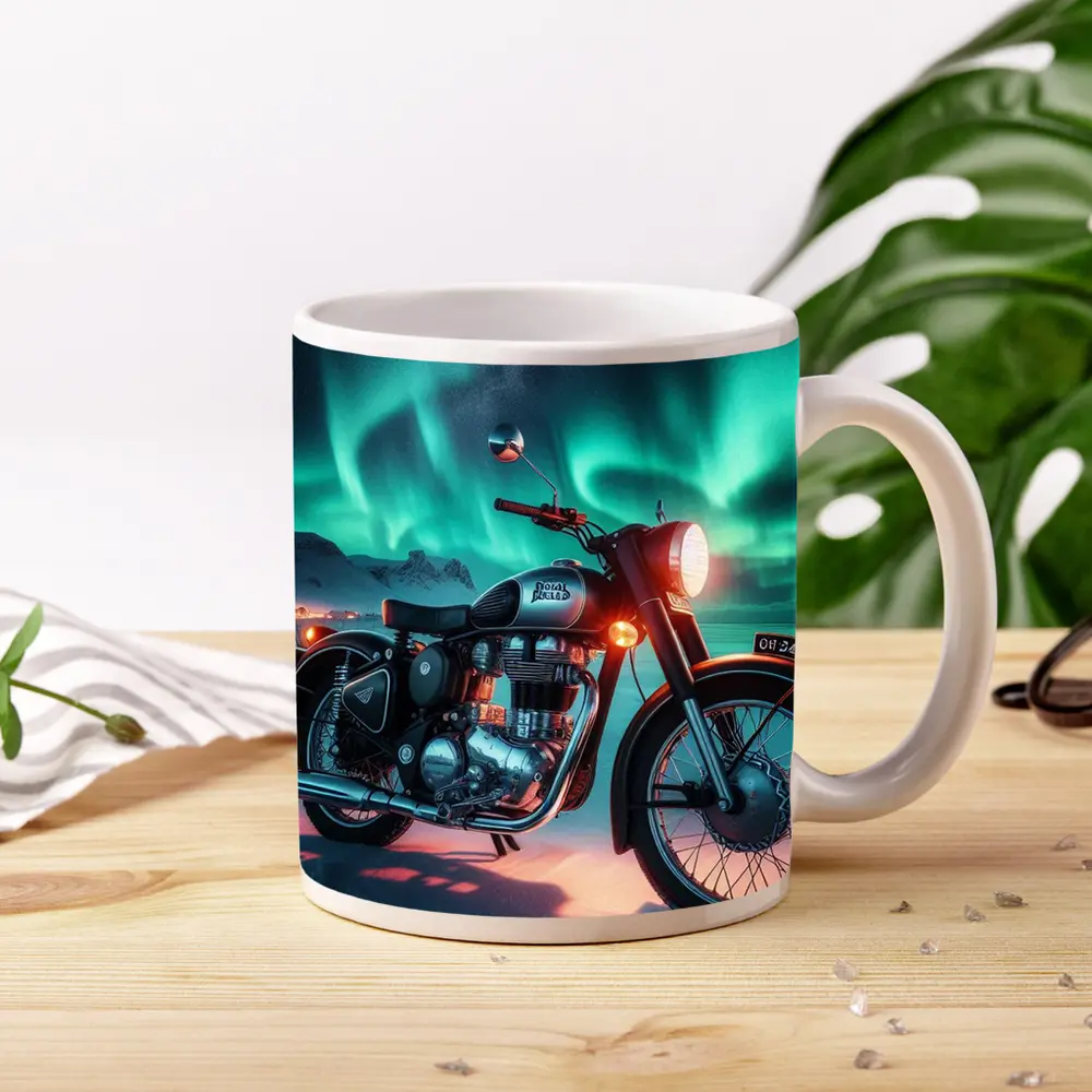 Royal Enfield Classic Under Northern Lights – Mugs
