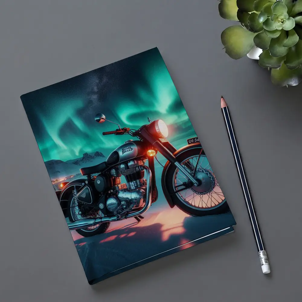 Royal Enfield Classic Under Northern Lights – Notebooks