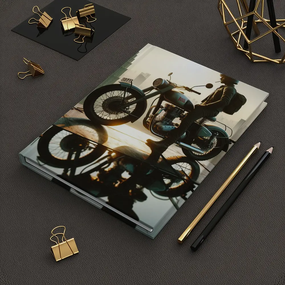 Royal Enfield Rider City Skyline Sunset – Notebooks