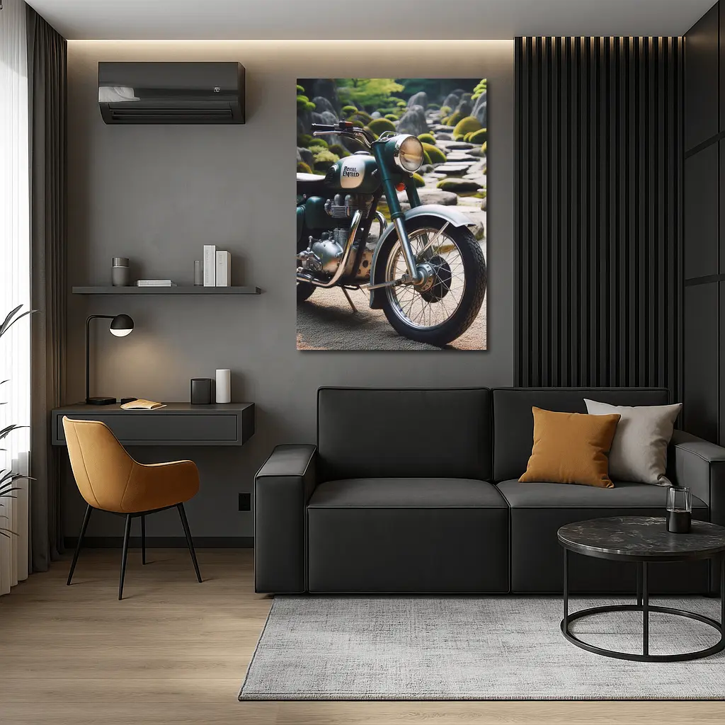 Royal Enfield Classic Motorcycle Japanese Garden – Wall Art