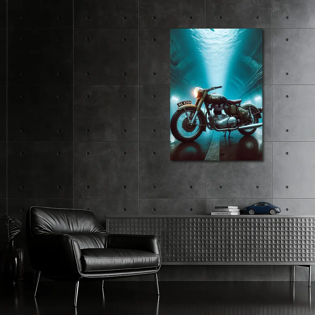 Royal Enfield Classic Underwater Tunnel Scene – Wall Art