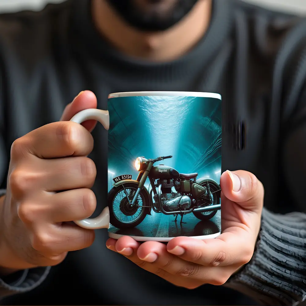 Royal Enfield Classic Underwater Tunnel Scene – Mugs