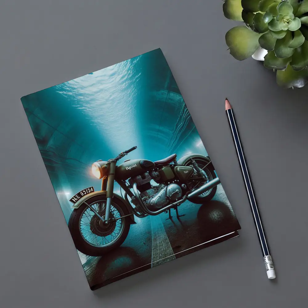 Royal Enfield Classic Underwater Tunnel Scene – Notebooks