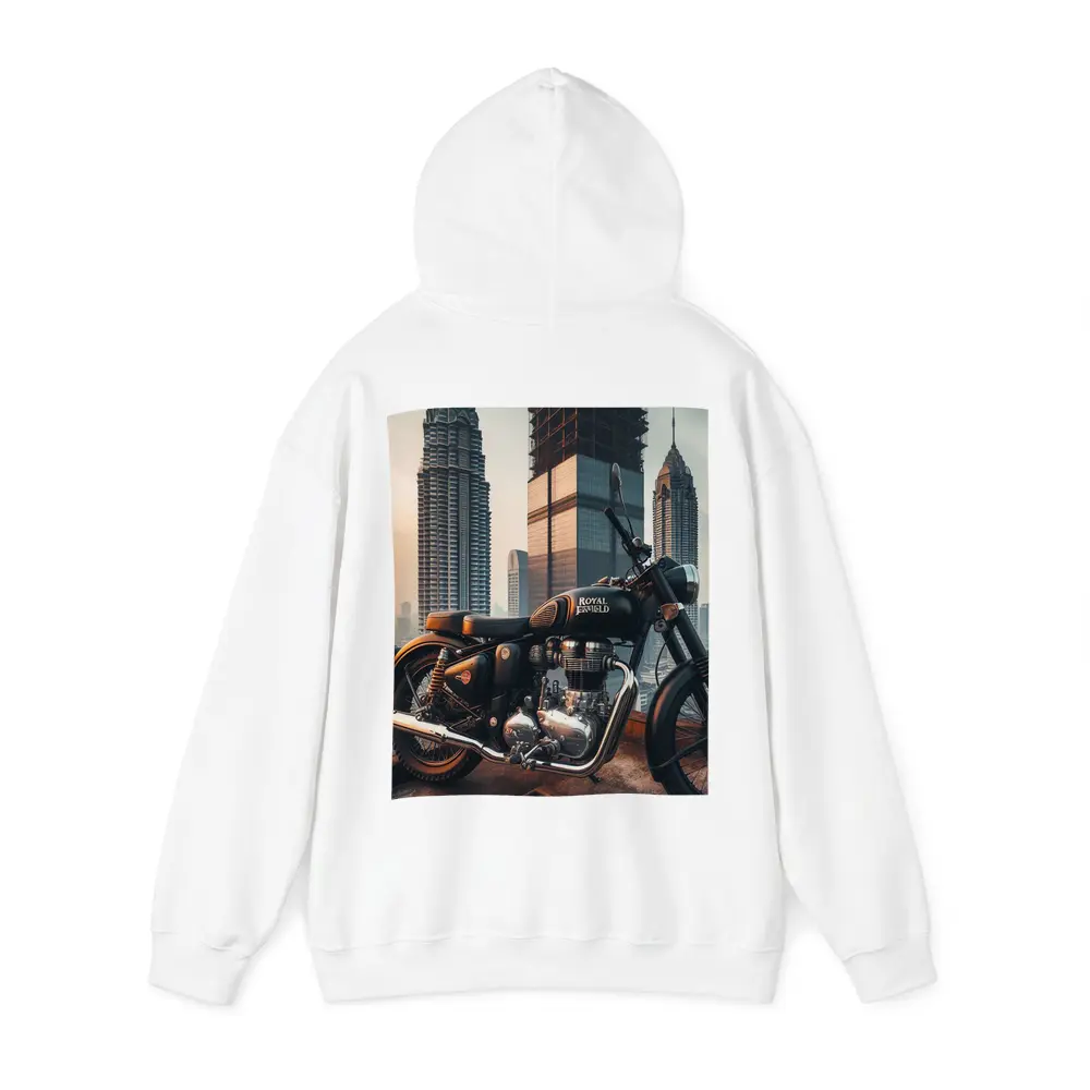 Royal Enfield Classic City Skyline Background – Hoodies
