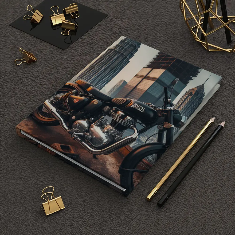 Royal Enfield Classic City Skyline Background – Notebooks
