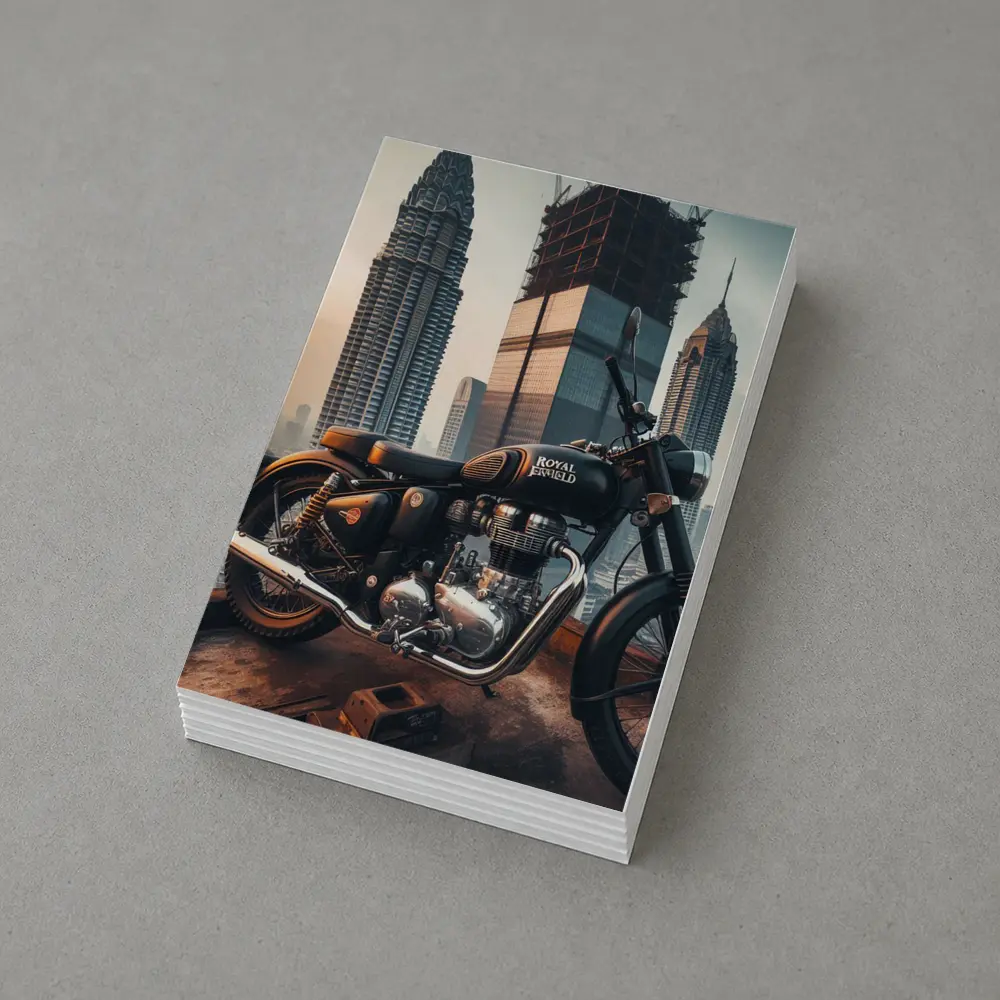 Royal Enfield Classic City Skyline Background – Postcards