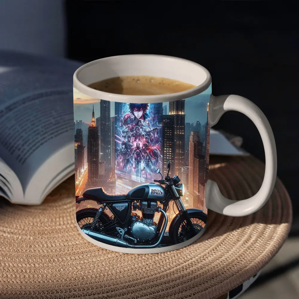 Cafe Racer Motorcycle Anime City Night – Mugs