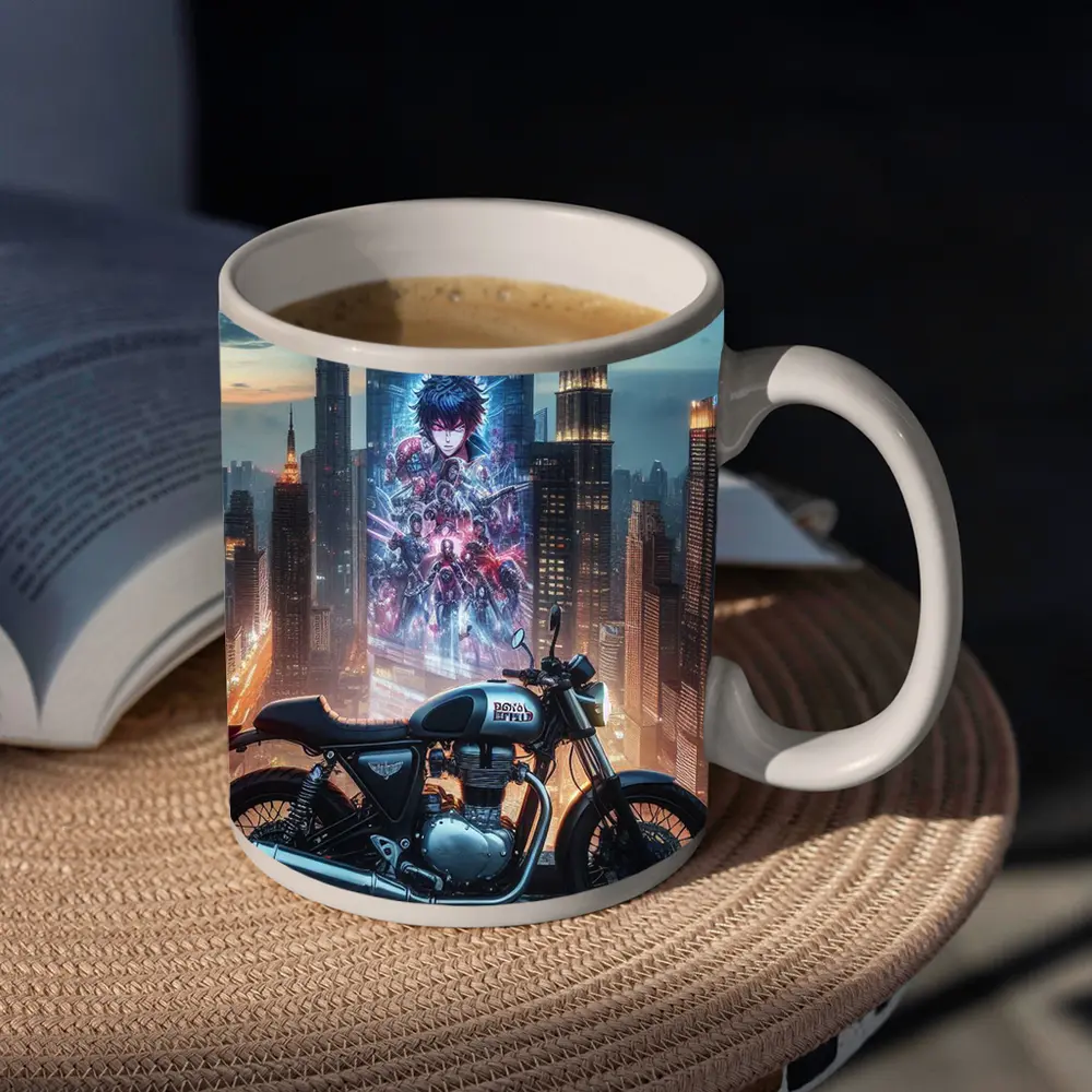 Cafe Racer Motorcycle Anime City Night – Mugs