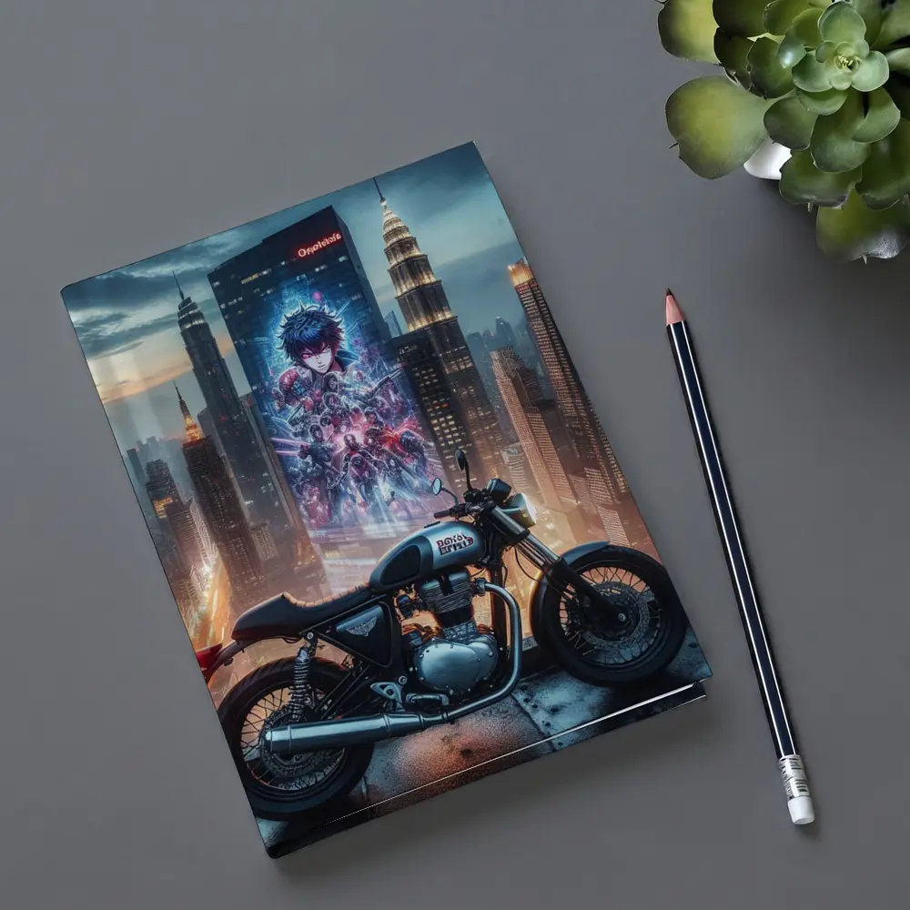 Cafe Racer Motorcycle Anime City Night – Notebooks