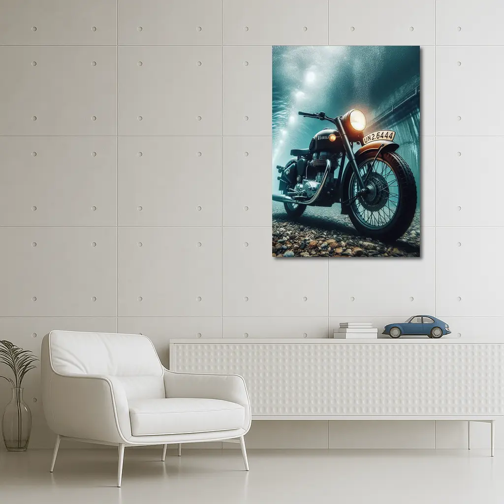 Royal Enfield Classic Underwater Moody Scene – Wall Art