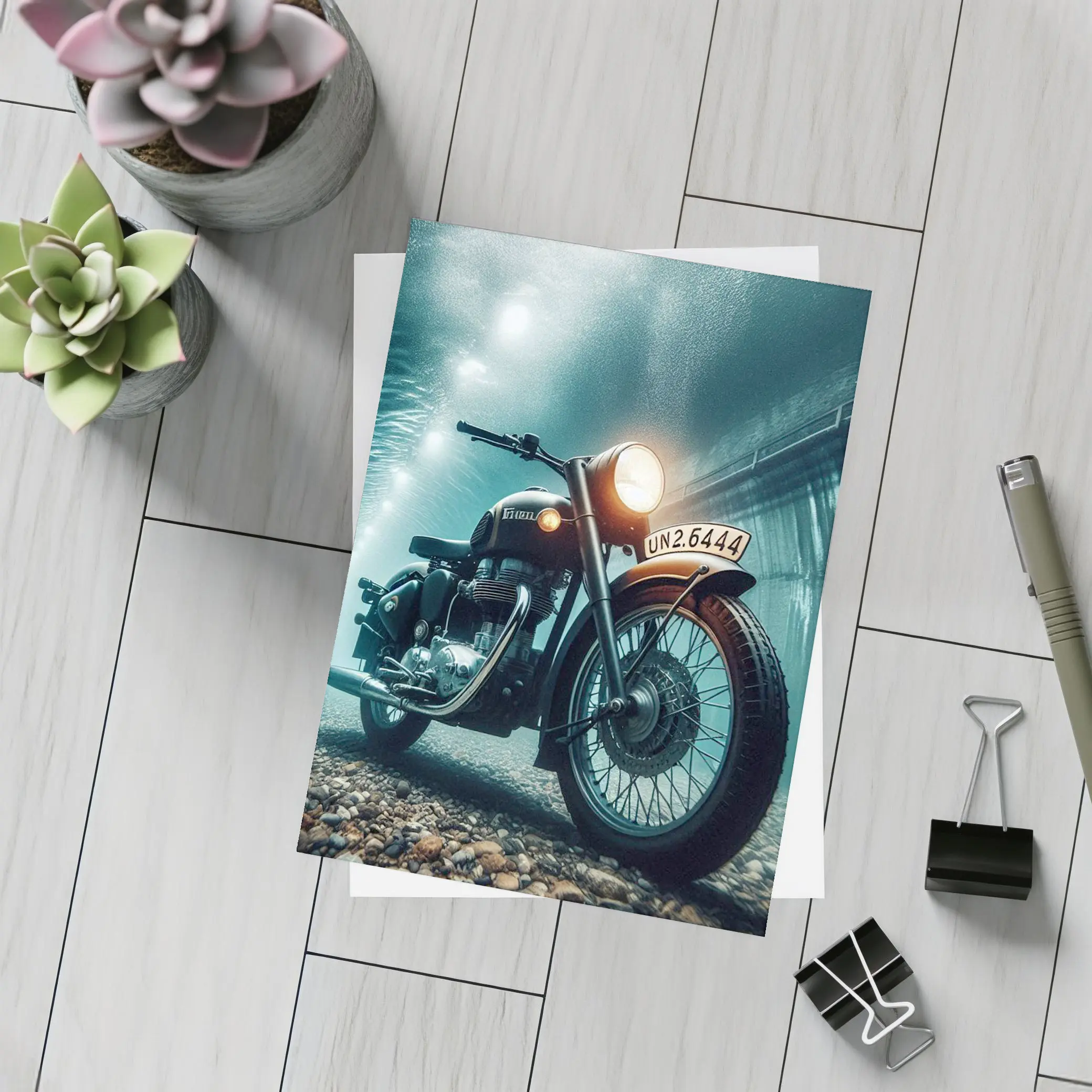 Royal Enfield Classic Underwater Moody Scene – Postcards