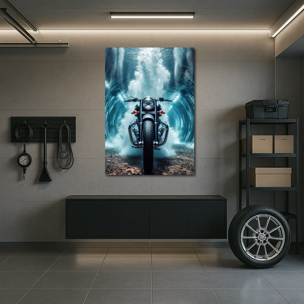 Classic Cruiser Motorcycle Underwater Wave Explosion – Wall Art