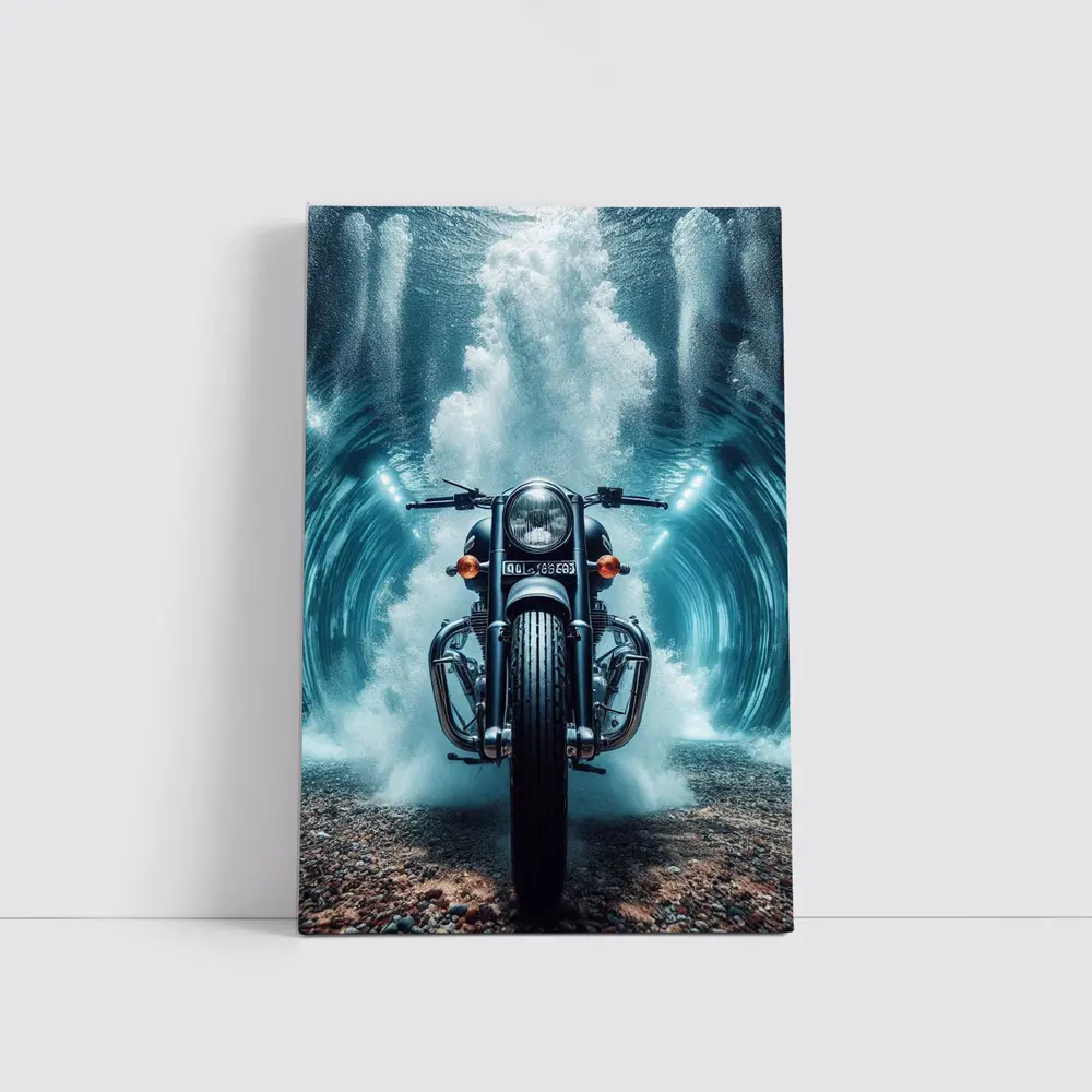 Classic Cruiser Motorcycle Underwater Wave Explosion – Wall Art
