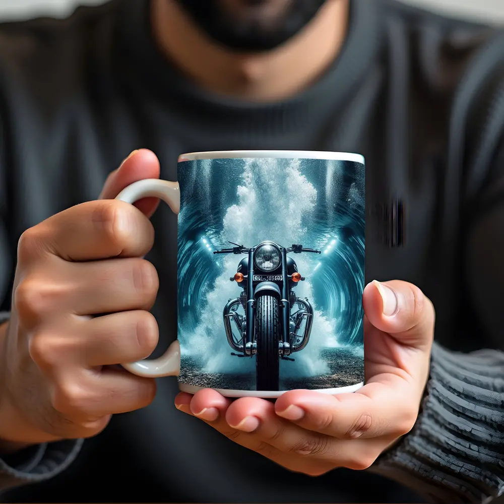 Classic Cruiser Motorcycle Underwater Wave Explosion – Mugs