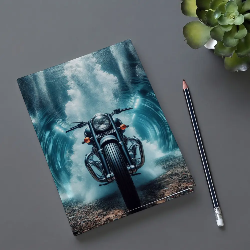 Classic Cruiser Motorcycle Underwater Wave Explosion – Notebooks