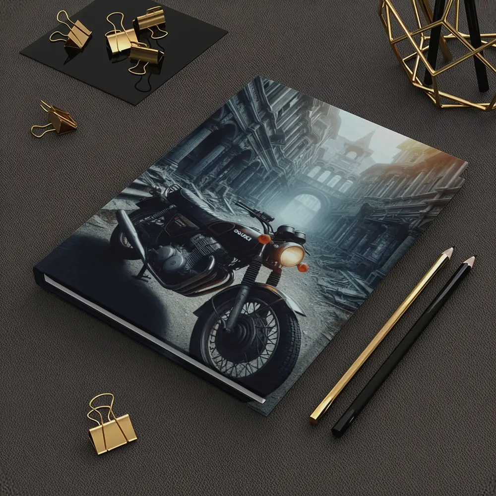 Suzuki Classic Motorcycle Abandoned City Street – Notebooks