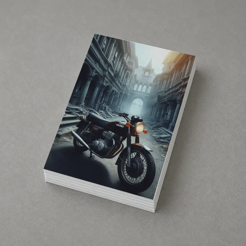 Suzuki Classic Motorcycle Abandoned City Street – Postcards