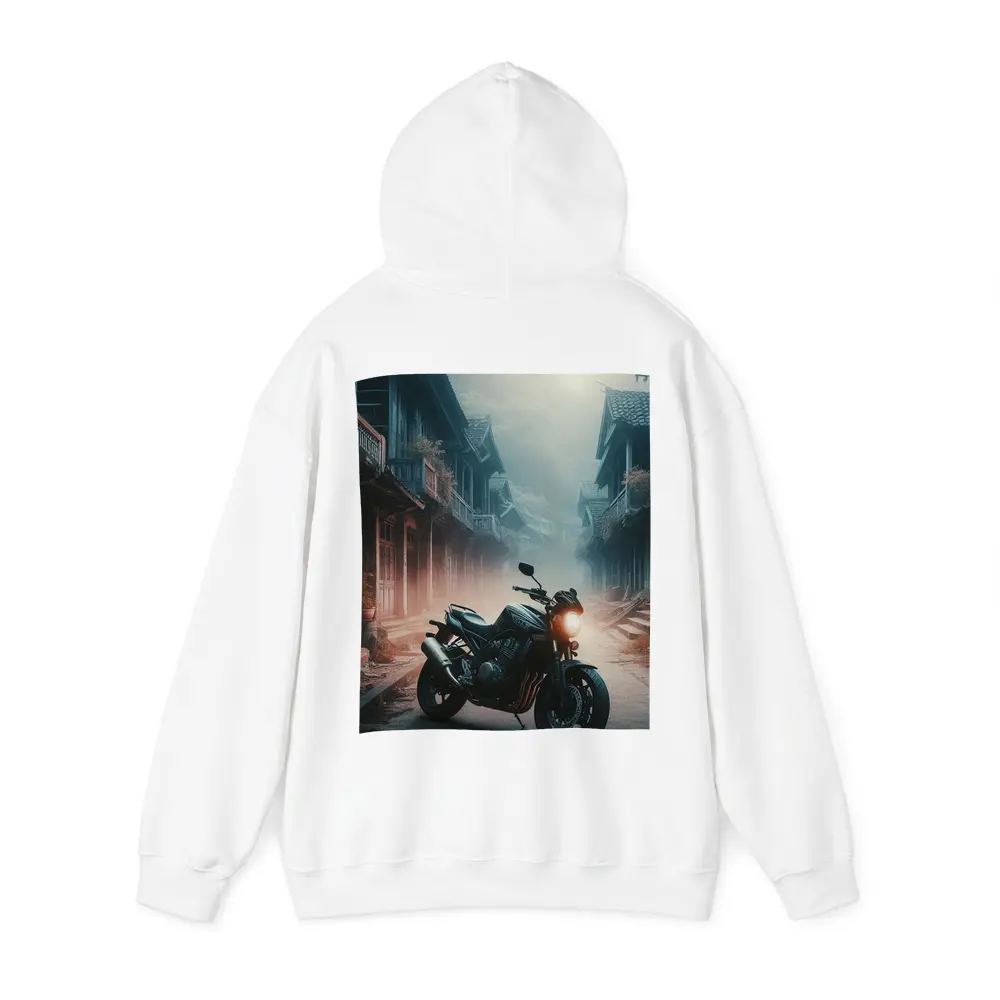 Naked Bike Motorcycle Misty Village Street – Hoodies