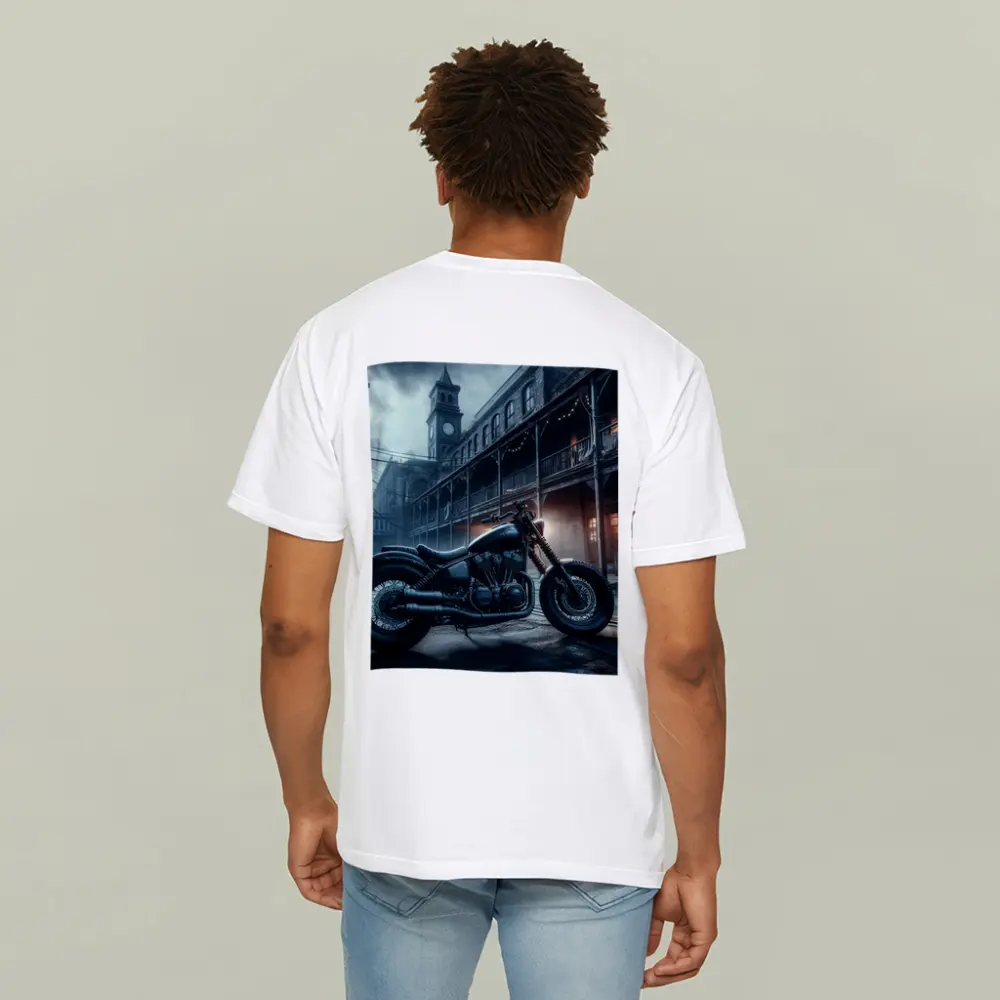 Dark Bobber Motorcycle Moody Gothic Street Scene – T-Shirts