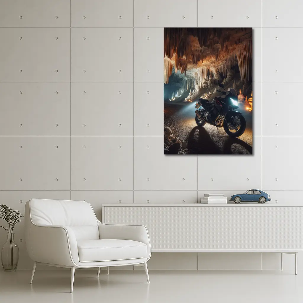 Sport Bike Inside Dramatic Cave Formation – Wall Art