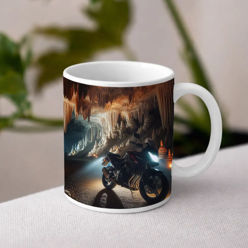 Sport Bike Inside Dramatic Cave Formation – Mugs