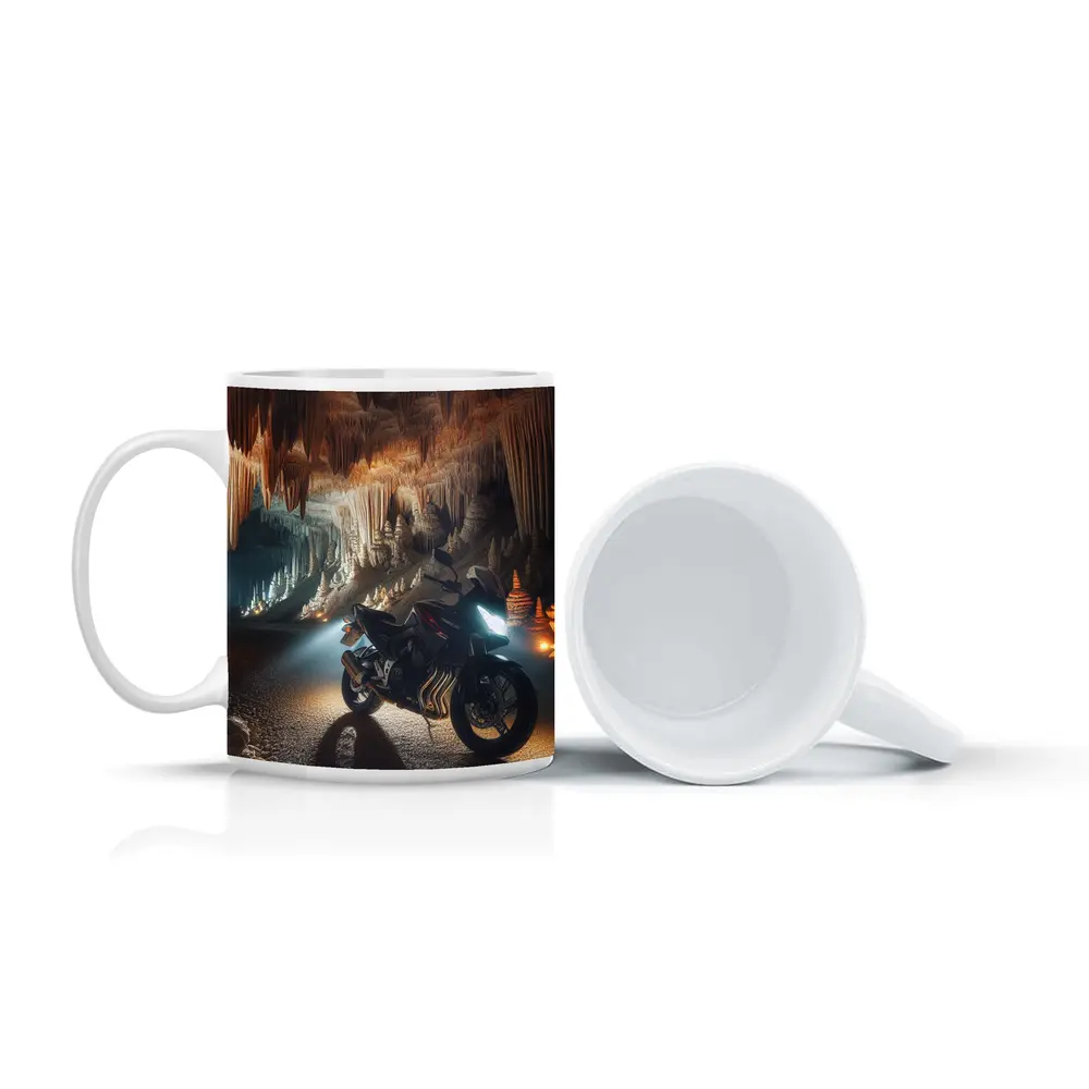 Sport Bike Inside Dramatic Cave Formation – Mugs