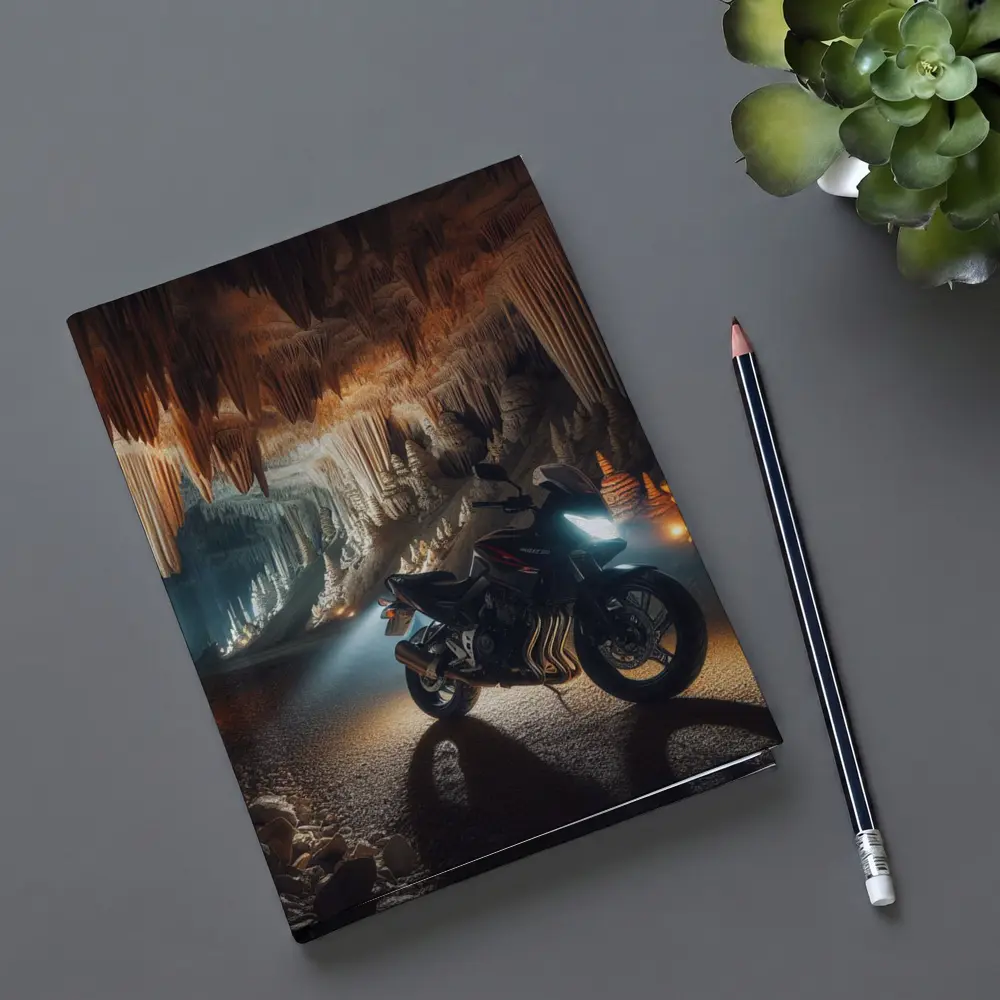 Sport Bike Inside Dramatic Cave Formation – Notebooks