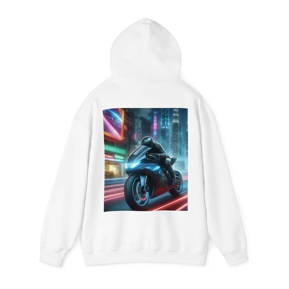 Futuristic Sport Bike Neon Cyberpunk City Night – Hoodies