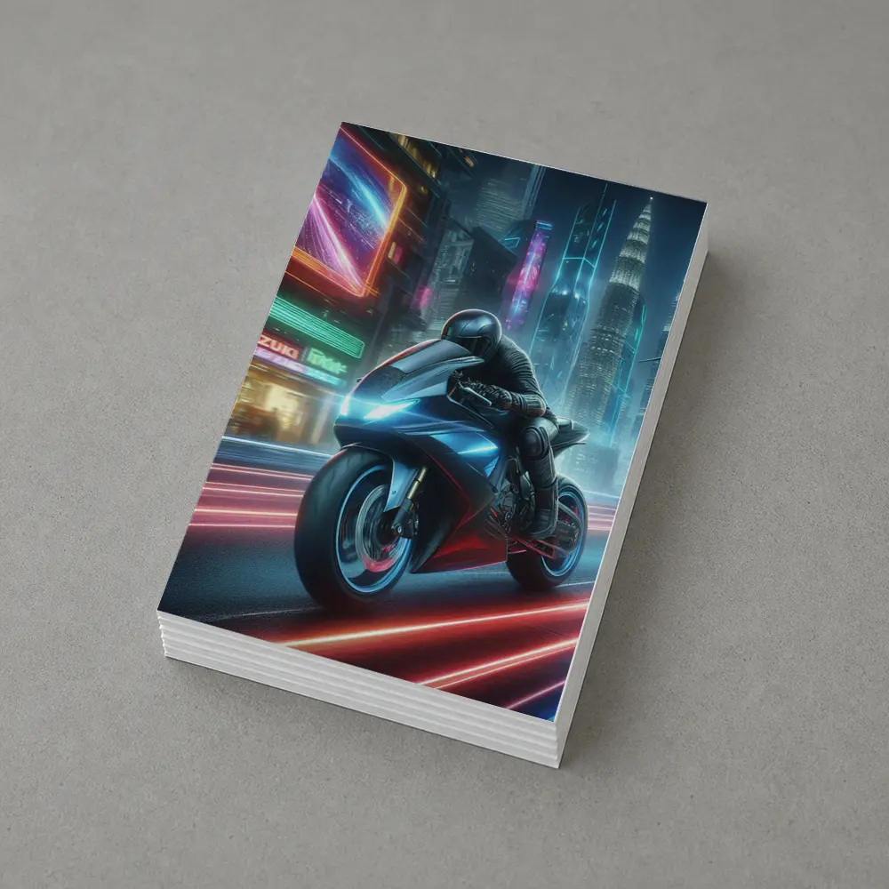 Futuristic Sport Bike Neon Cyberpunk City Night – Postcards