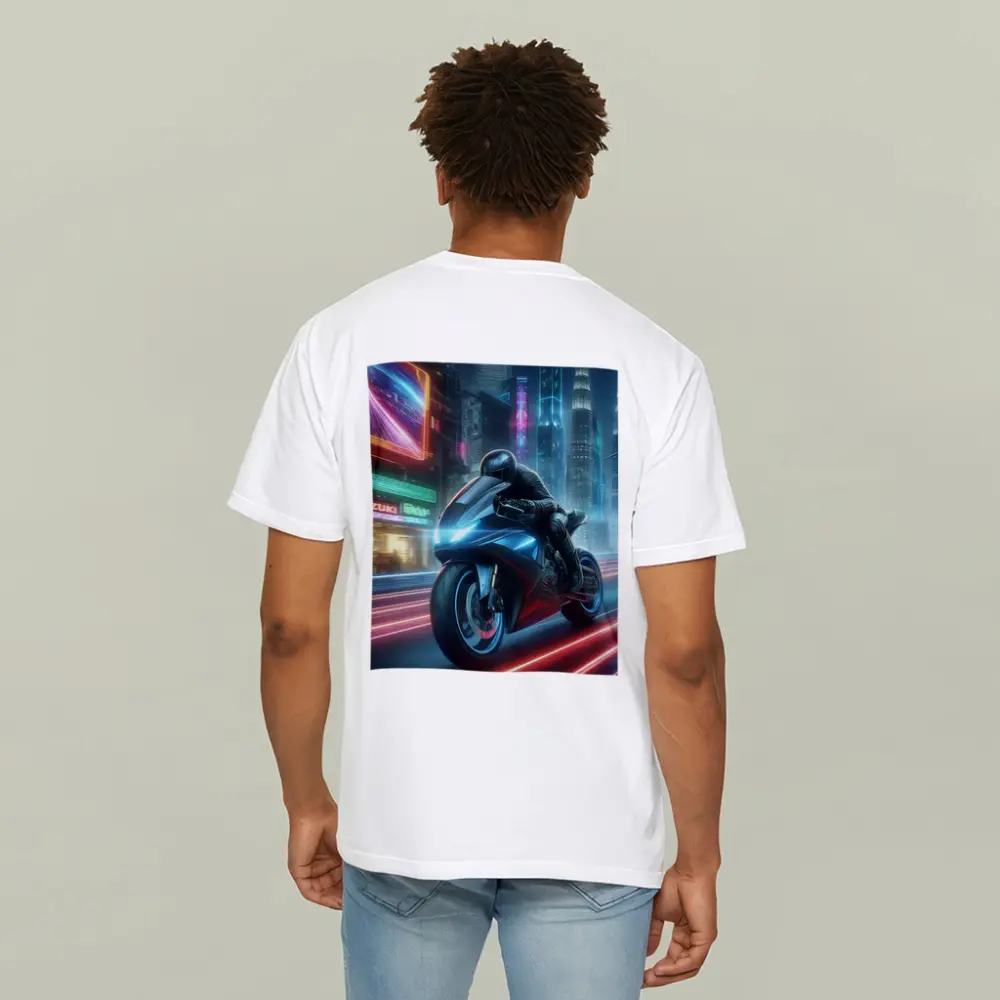 Futuristic Sport Bike Neon Cyberpunk City Night – T-Shirts