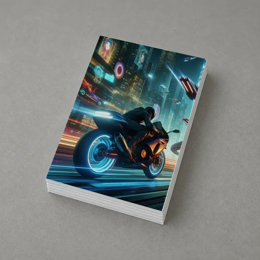 Cyberpunk Sport Bike Neon Futuristic City – Postcards