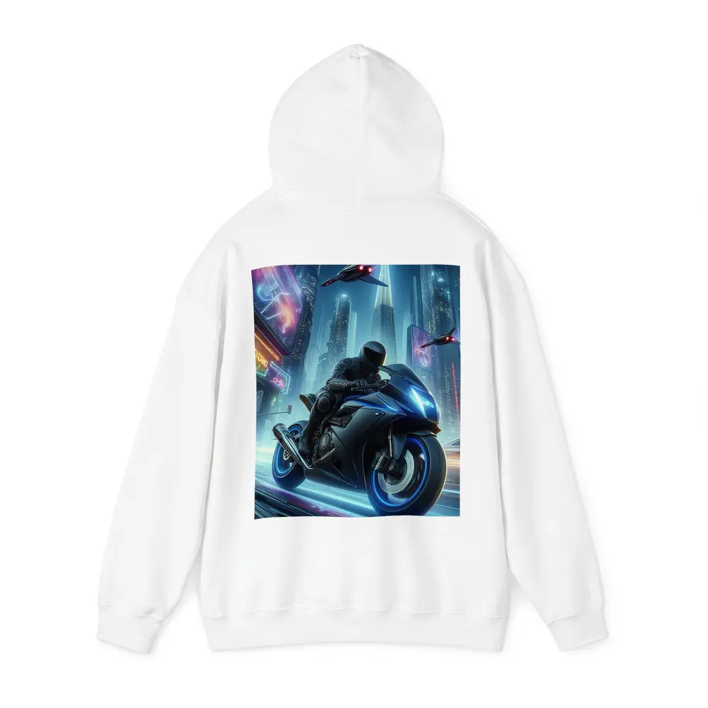 Cyberpunk Sport Bike Neon City Night – Hoodies