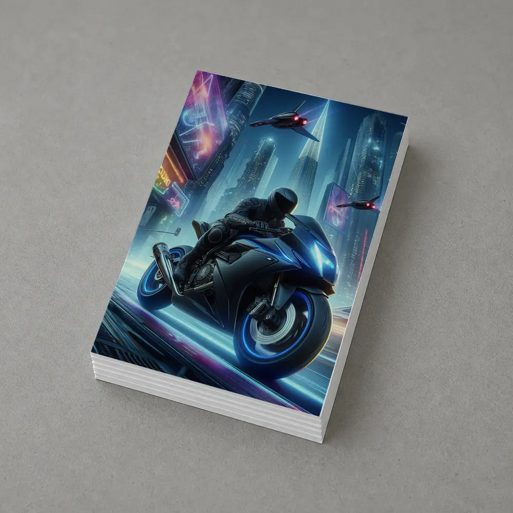 Cyberpunk Sport Bike Neon City Night – Postcards