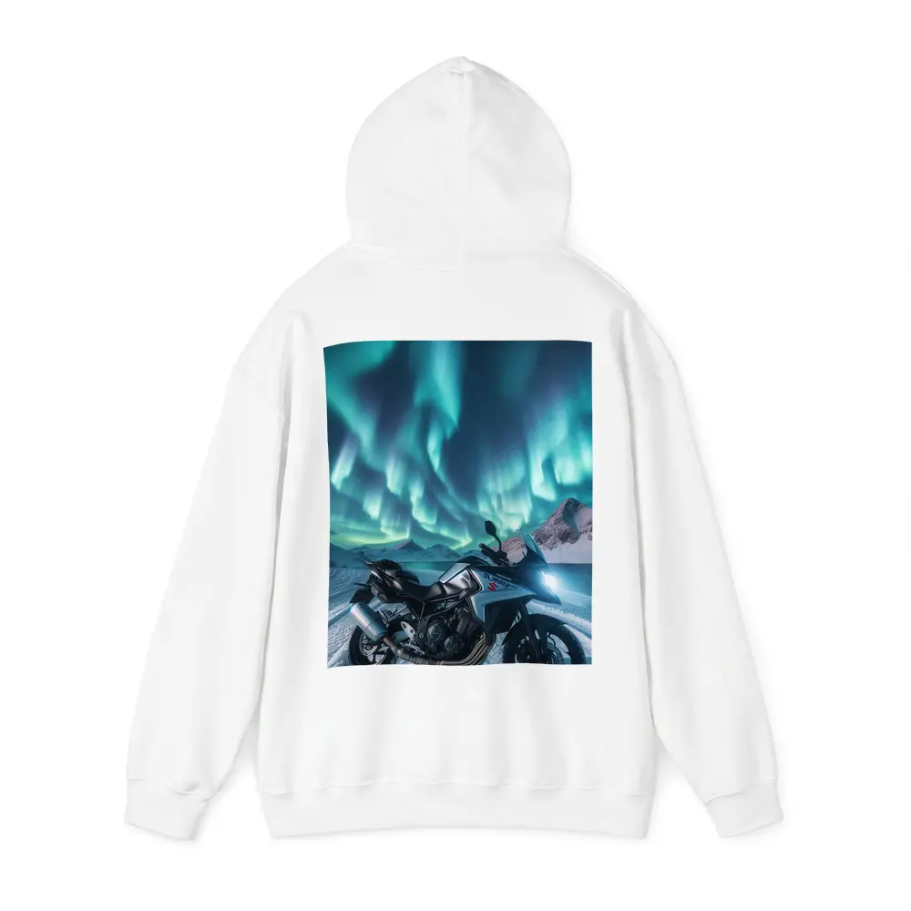 Suzuki Motorcycle Northern Lights Snowy Mountains – Hoodies