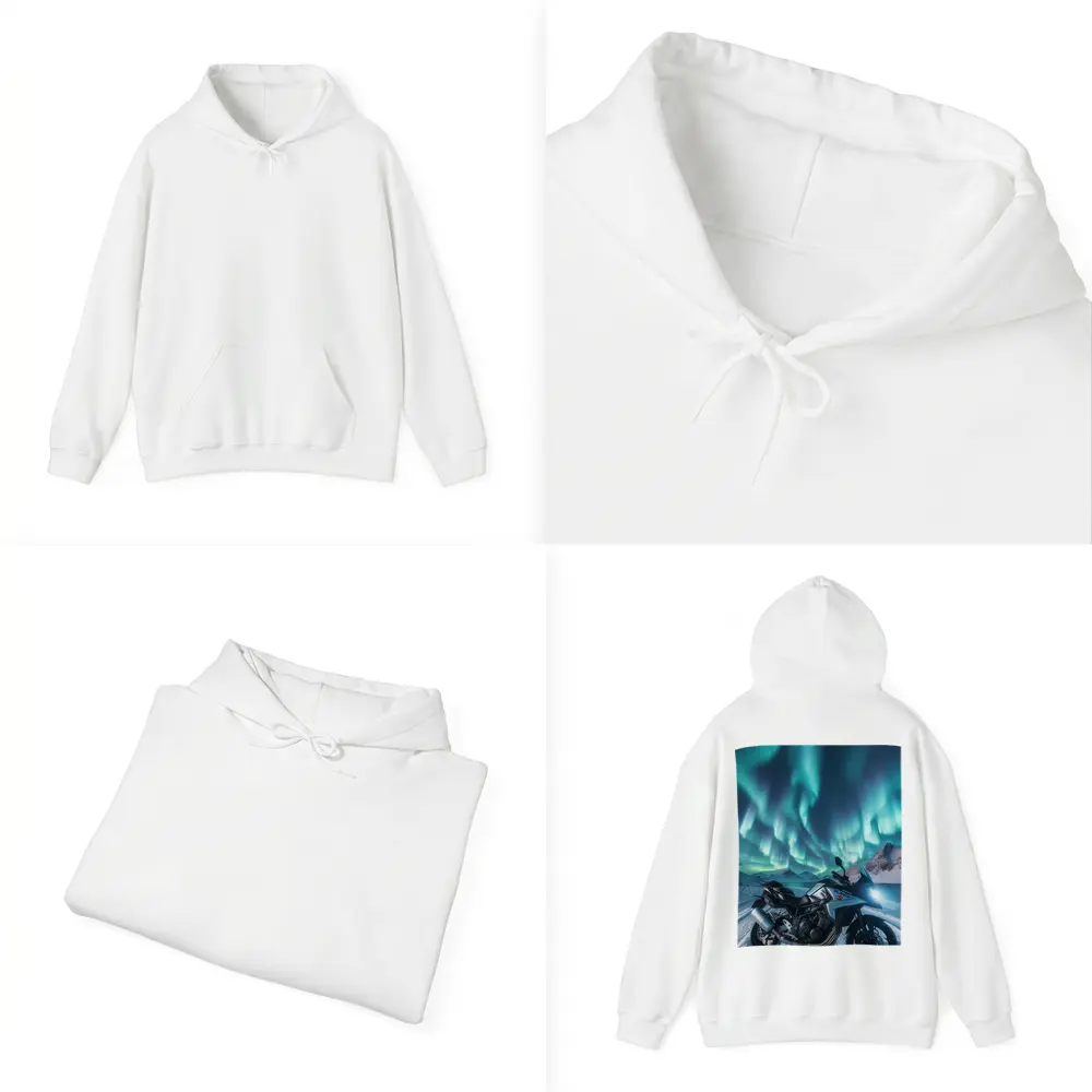 Suzuki Motorcycle Northern Lights Snowy Mountains – Hoodies