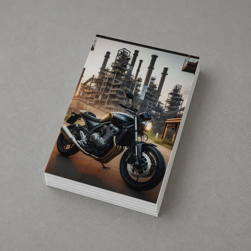 Suzuki Naked Bike Industrial Factory Background – Postcards
