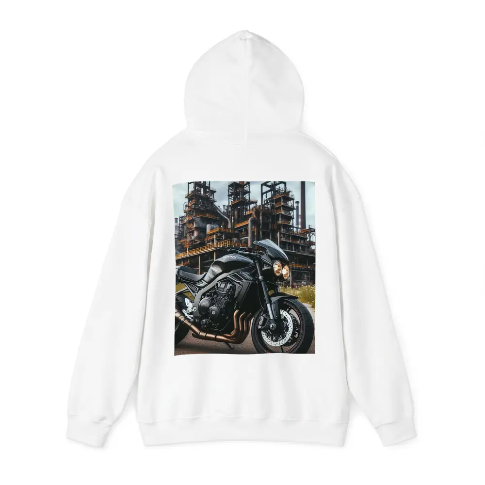 Black Naked Bike Industrial Refinery Background – Hoodies