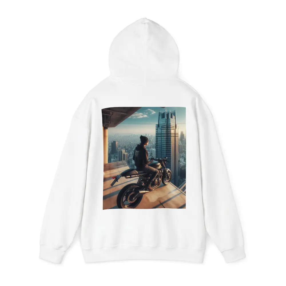 Scrambler Motorcycle Rider City Skyline View – Hoodies