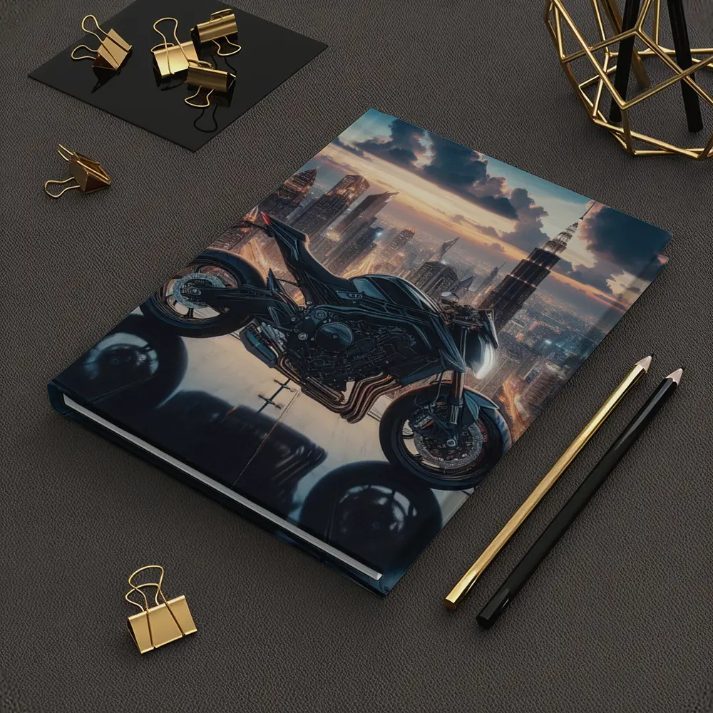 Dark Naked Bike Dubai City Skyline Night – Notebooks